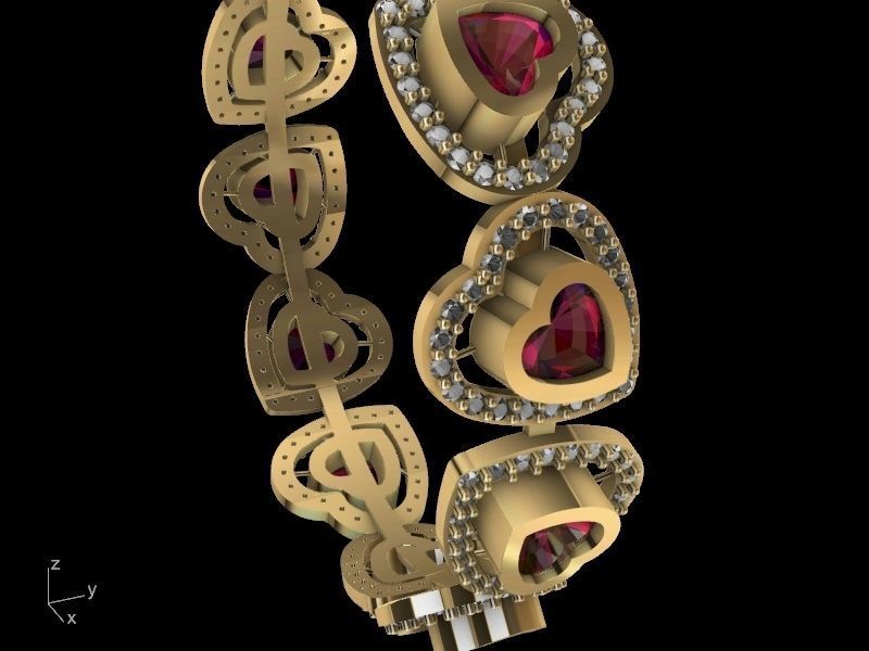 heart diamond bangle stl verified  3D print model_7