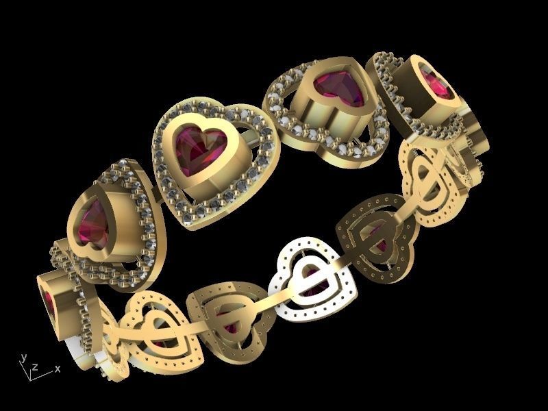 heart diamond bangle stl verified  3D print model_12