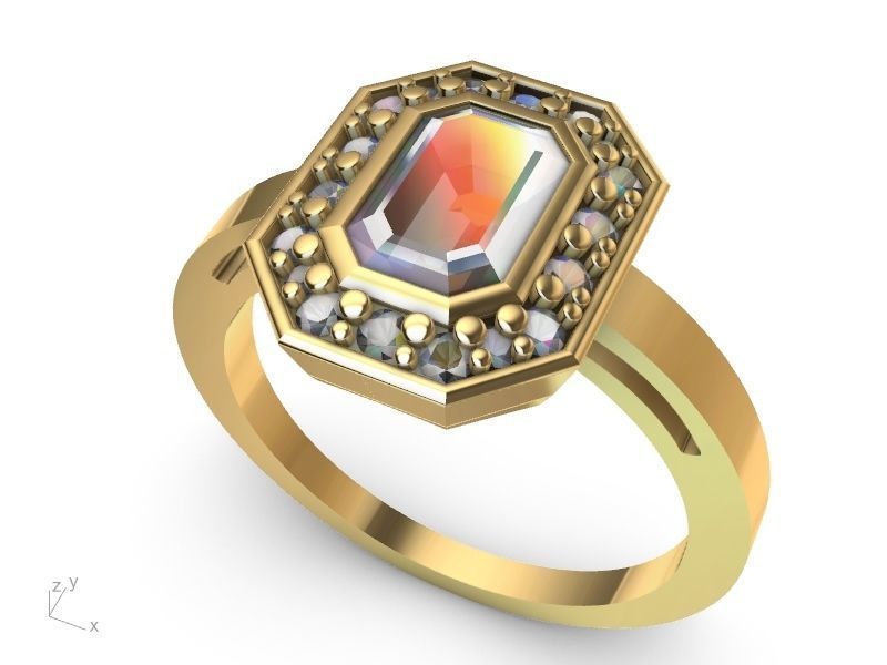 emerald halo ring 3D print model_1