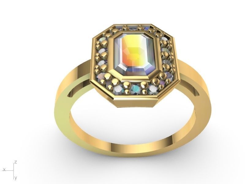 emerald halo ring 3D print model_10