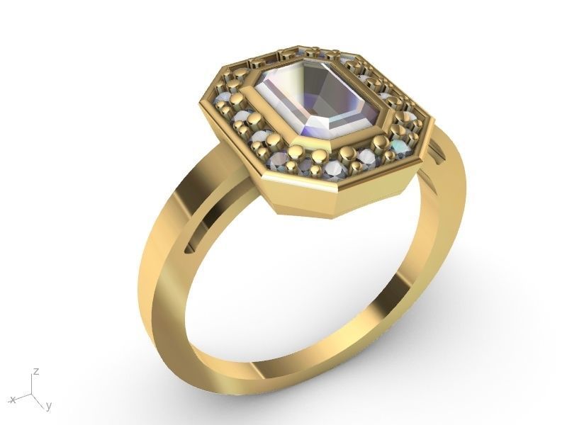 emerald halo ring 3D print model_9