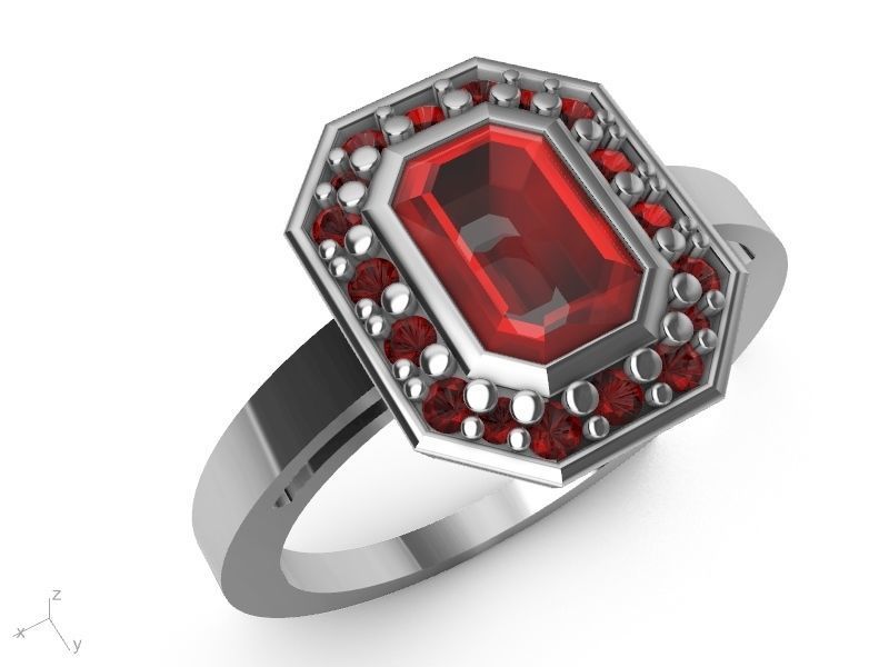 emerald halo ring 3D print model_16