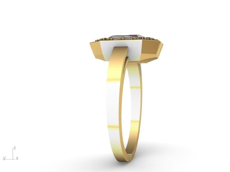 emerald halo ring 3D print model_7