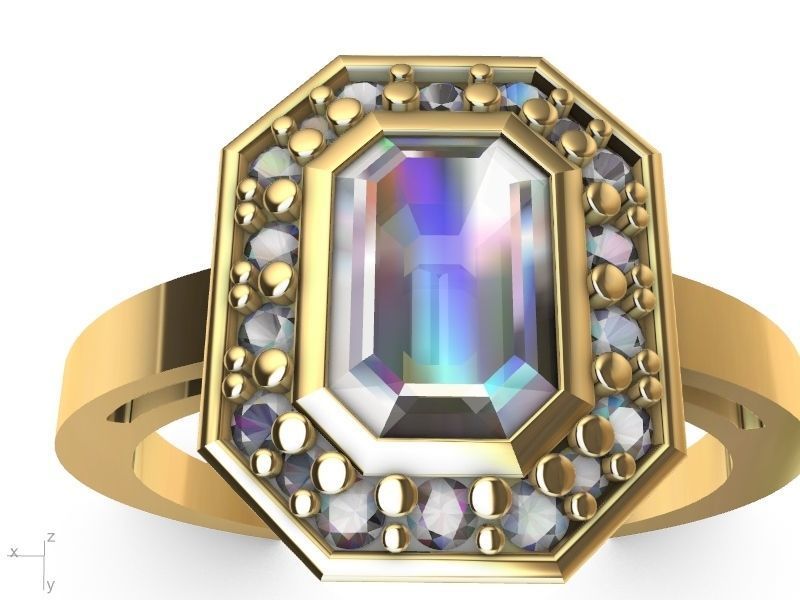 emerald halo ring 3D print model_11