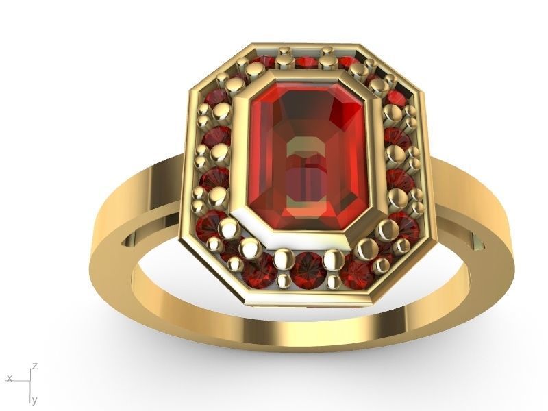 emerald halo ring 3D print model_15