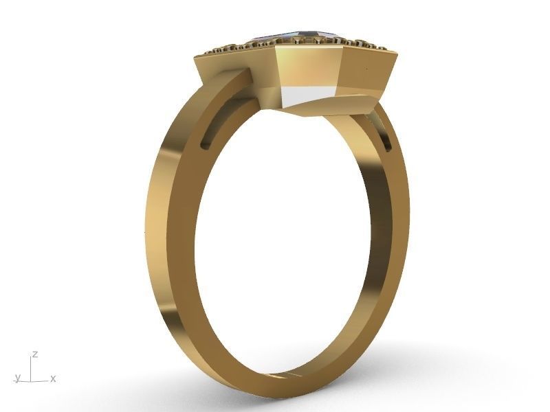 emerald halo ring 3D print model_5
