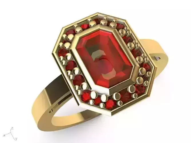 emerald halo ring 3D print model