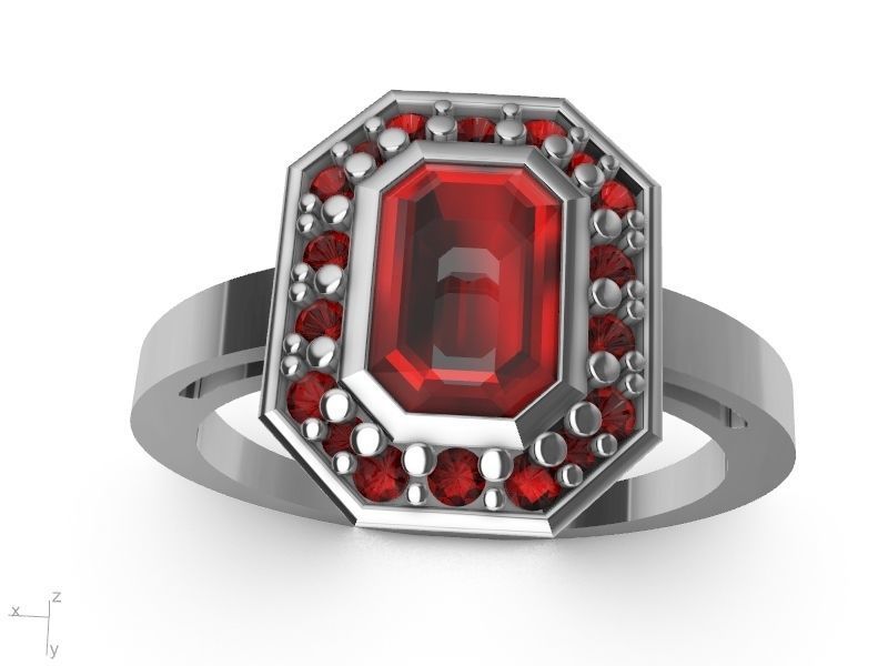 emerald halo ring 3D print model_18