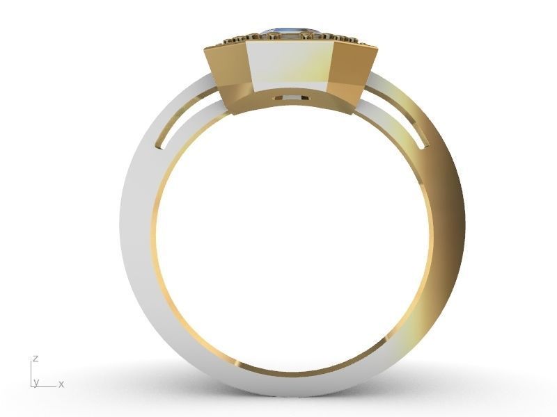 emerald halo ring 3D print model_4