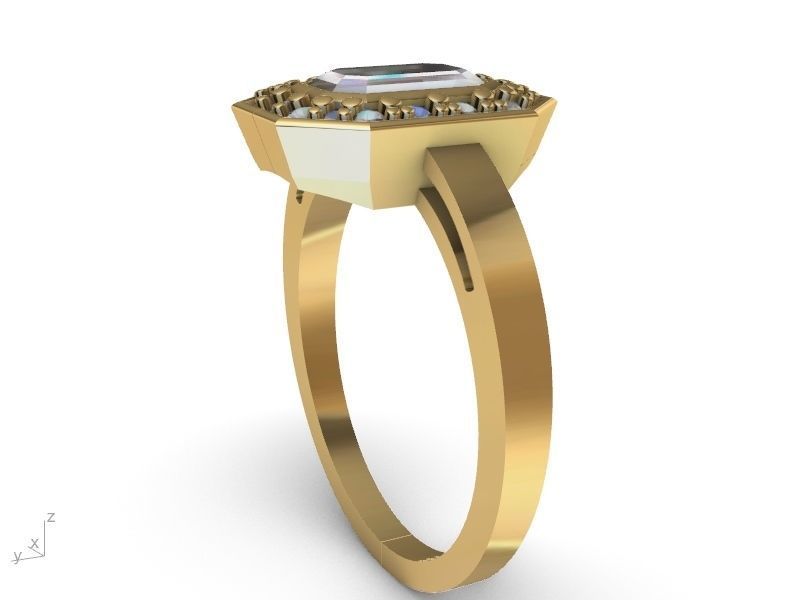 emerald halo ring 3D print model_8