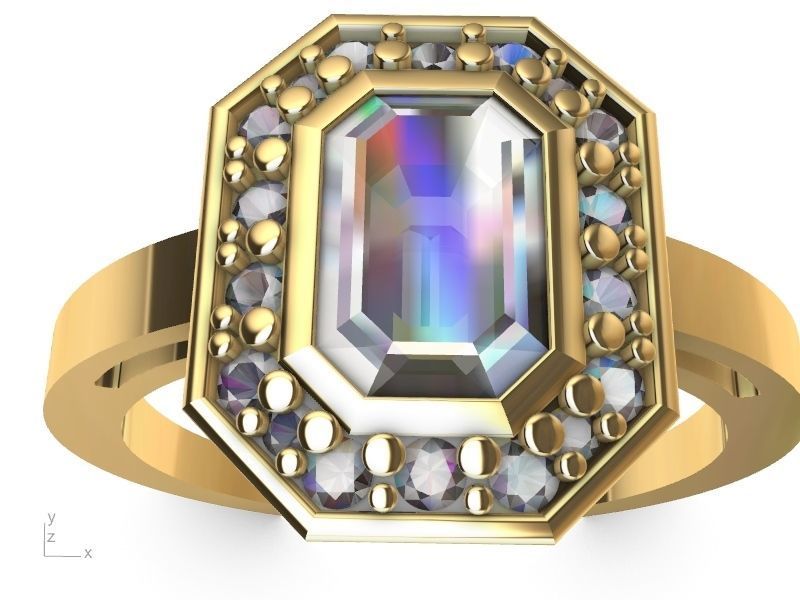 emerald halo ring 3D print model_2