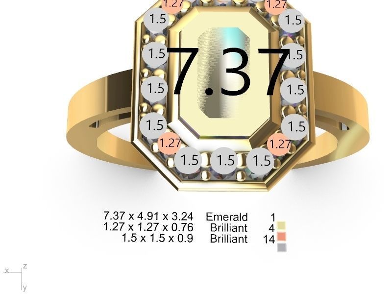 emerald halo ring 3D print model_12