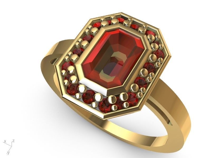 emerald halo ring 3D print model_14