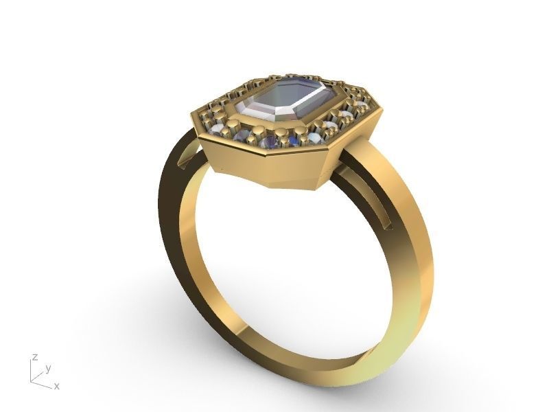 emerald halo ring 3D print model_3