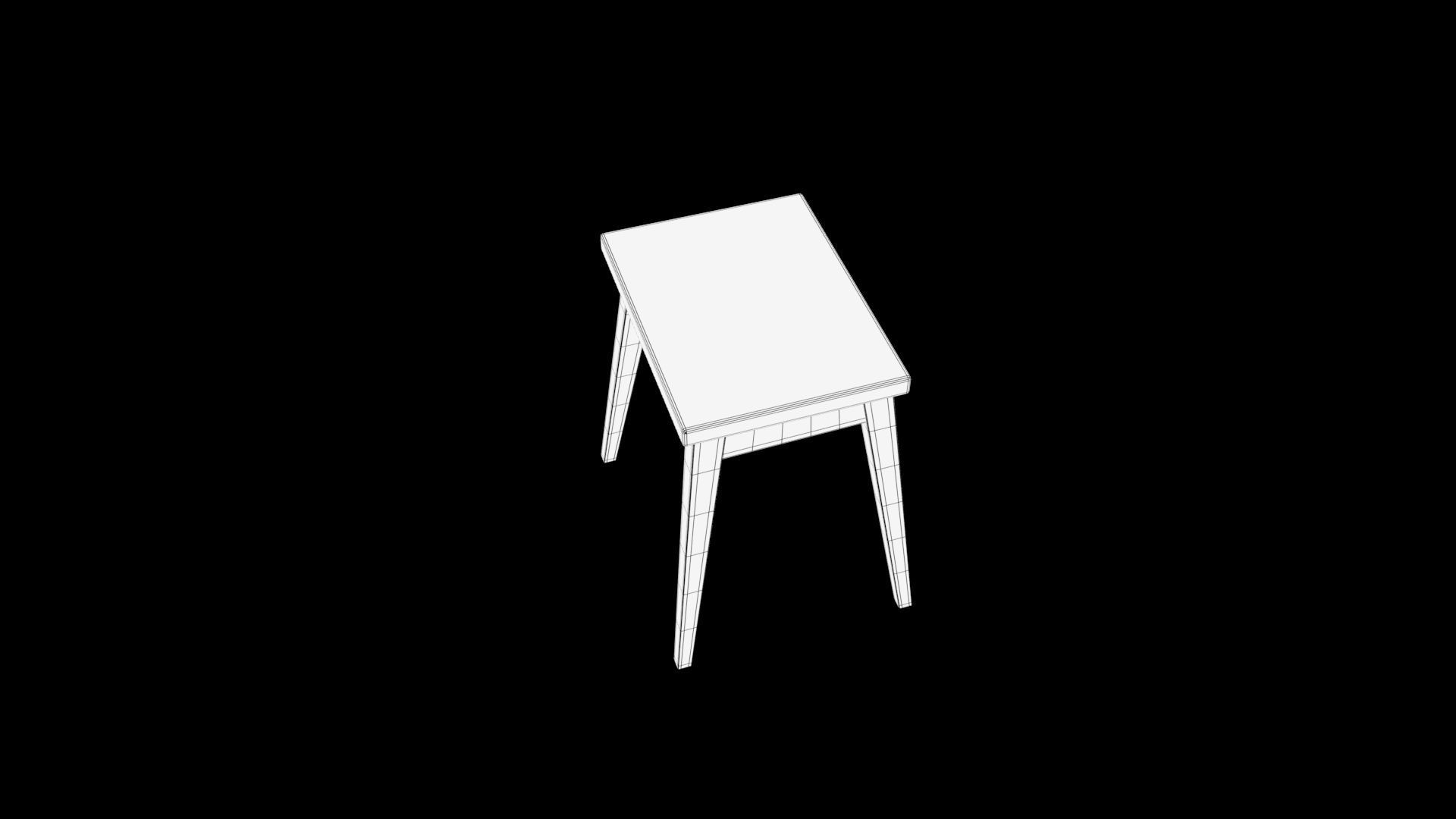 stool table with legs and wooden top Low-poly 3D model_8