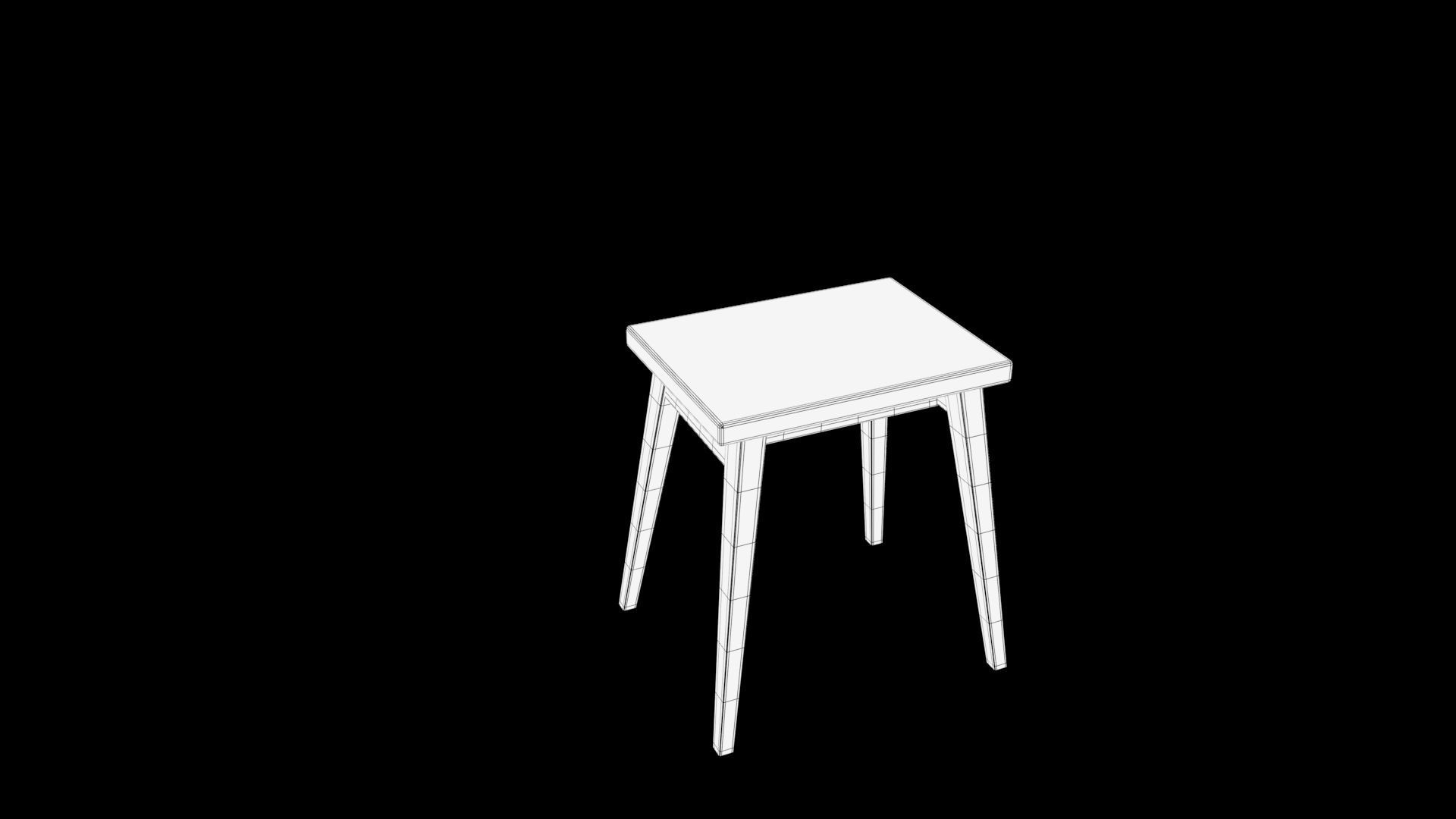 stool table with legs and wooden top Low-poly 3D model_9