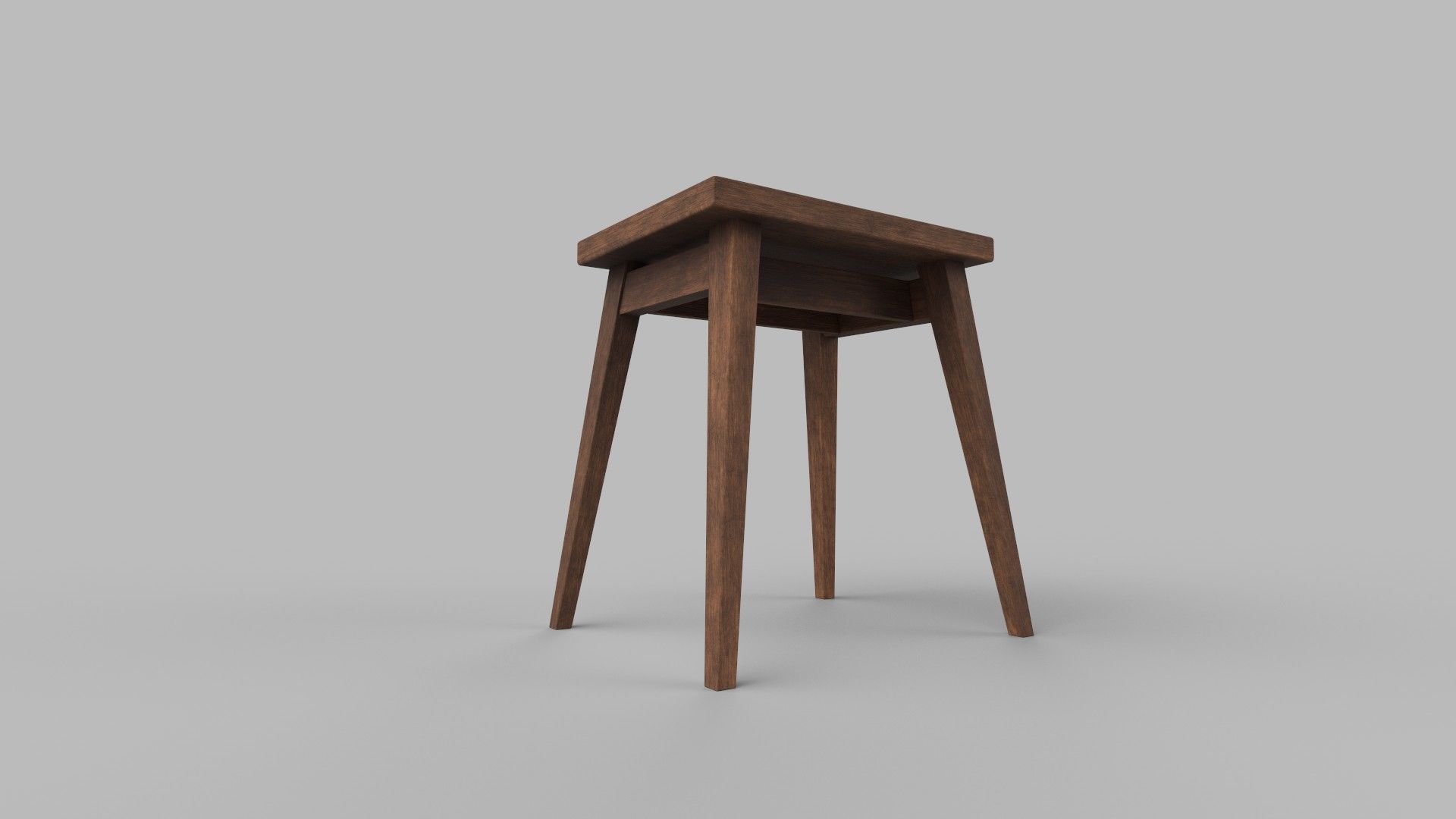 stool table with legs and wooden top Low-poly 3D model_4