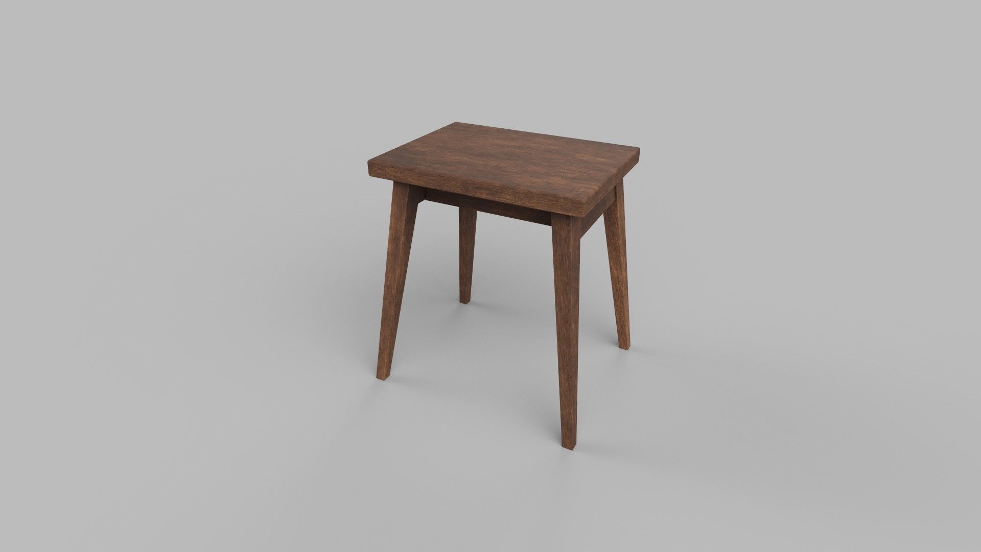stool table with legs and wooden top Low-poly 3D model_1