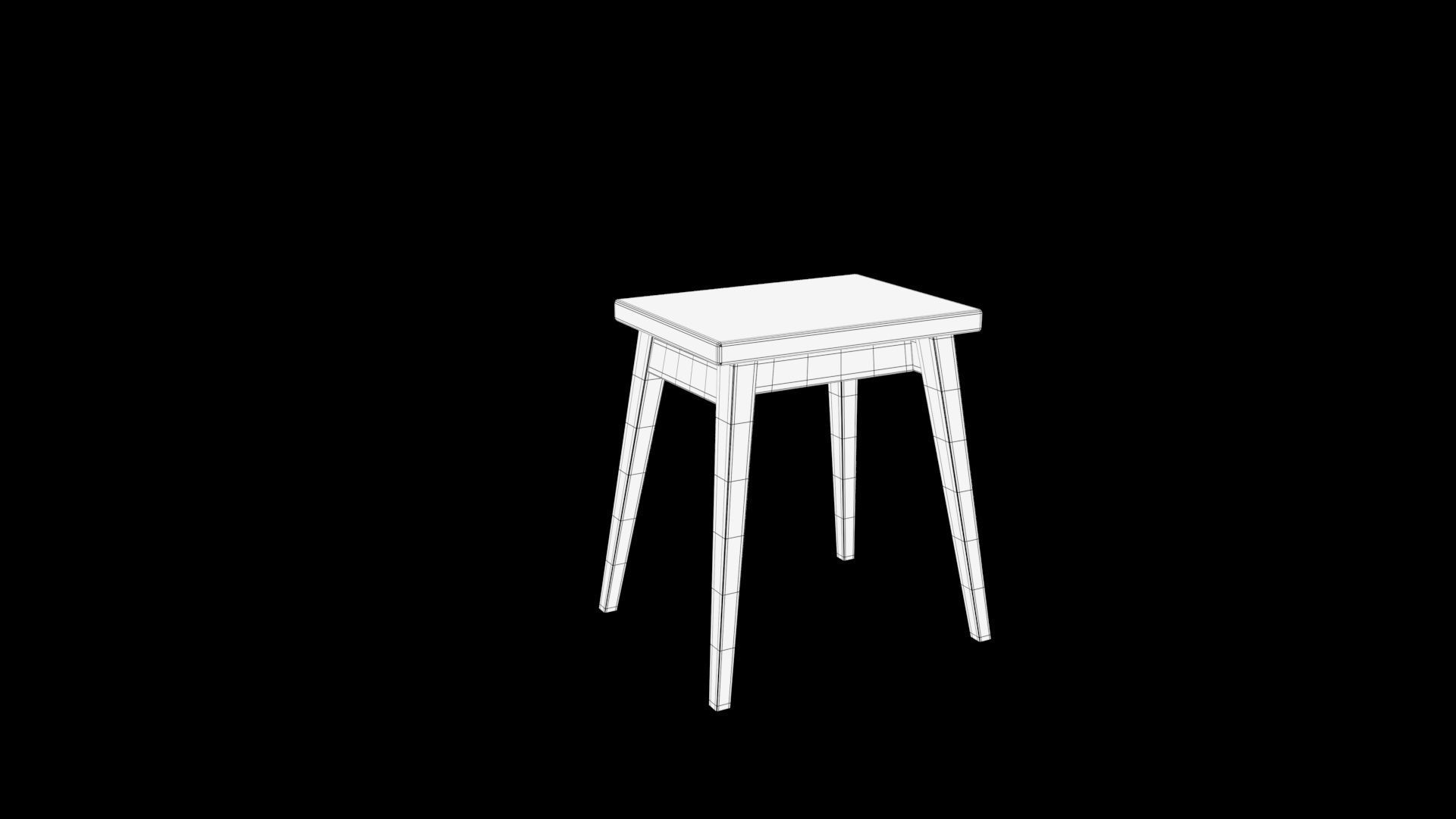 stool table with legs and wooden top Low-poly 3D model_7