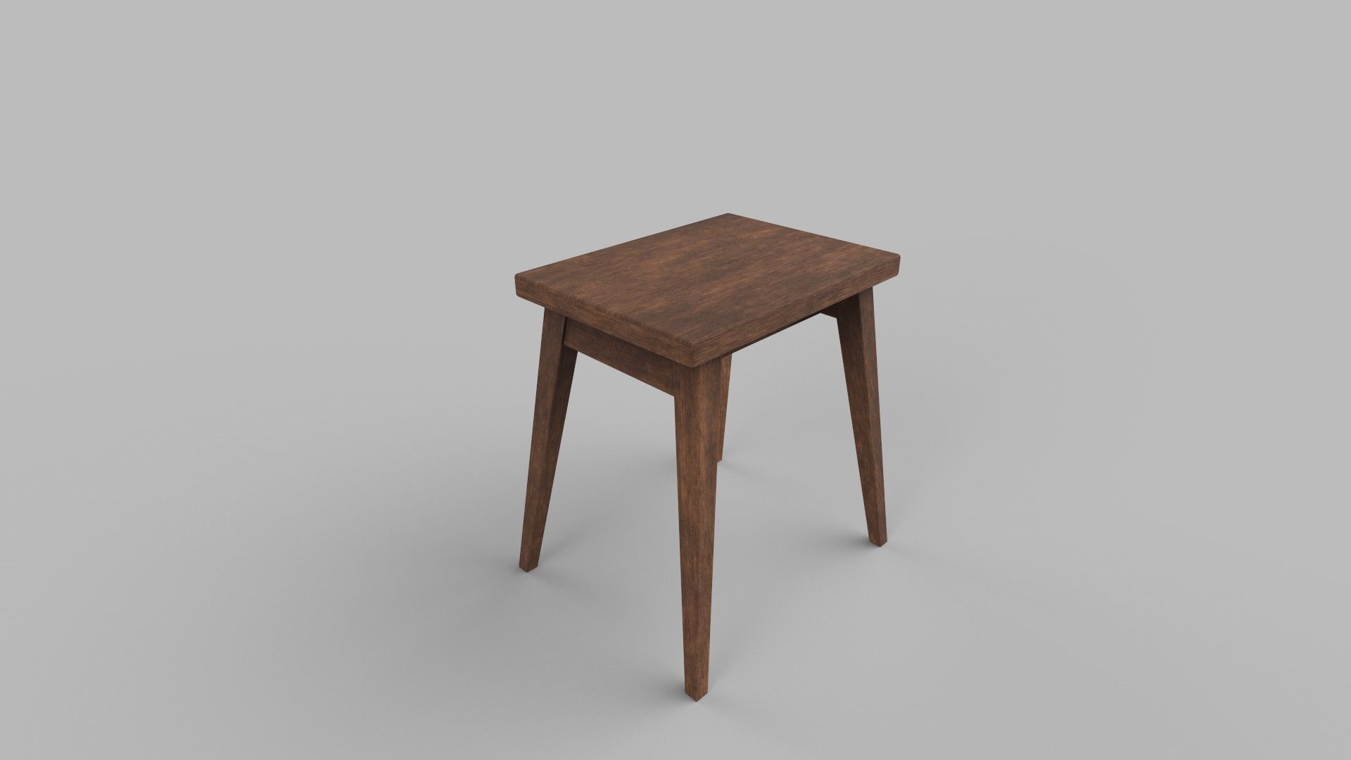 stool table with legs and wooden top Low-poly 3D model_2