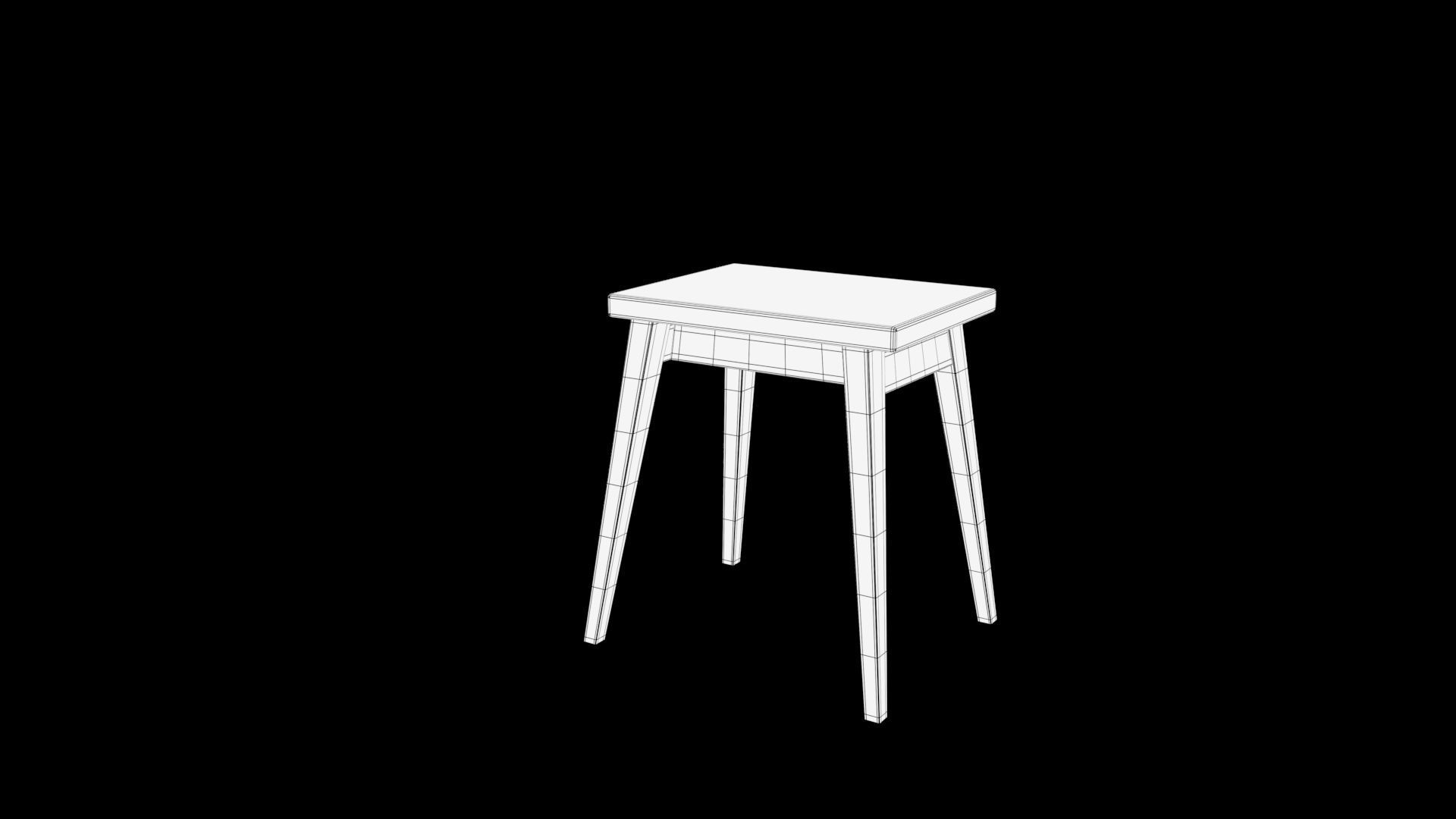 stool table with legs and wooden top Low-poly 3D model_6