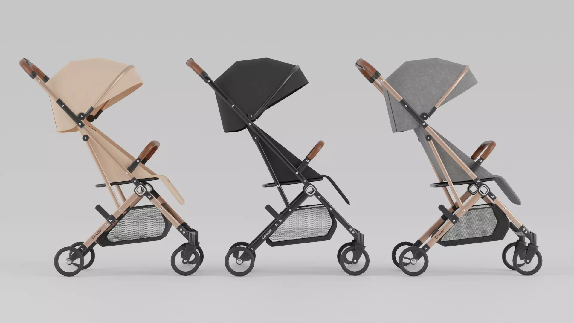 Baby Plus Coupe Stroller Collection for Babies 3 Colours S Low-poly 3D model_0