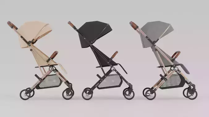 Baby Plus Coupe Stroller Collection for Babies 3 Colours S Low-poly 3D model