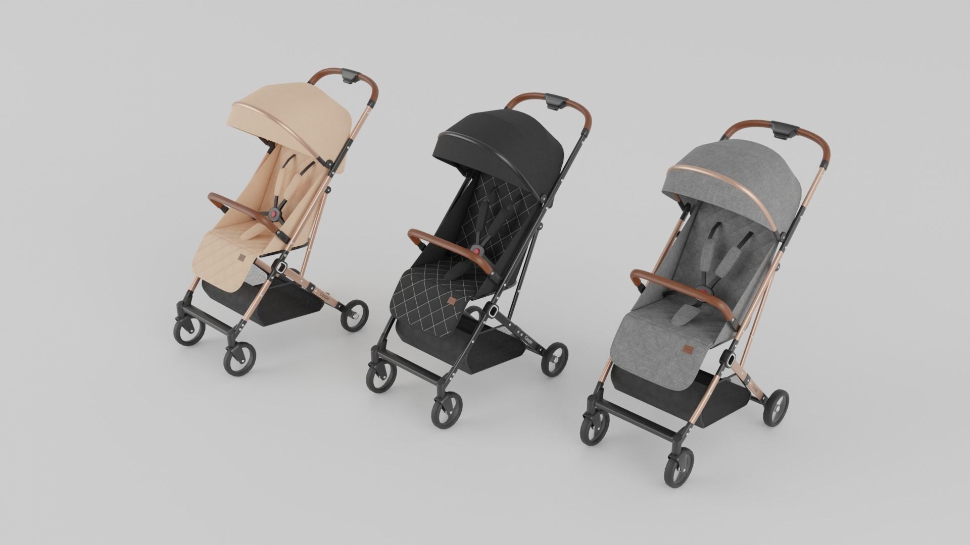 Baby Plus Coupe Stroller Collection for Babies 3 Colours S Low-poly 3D model_1