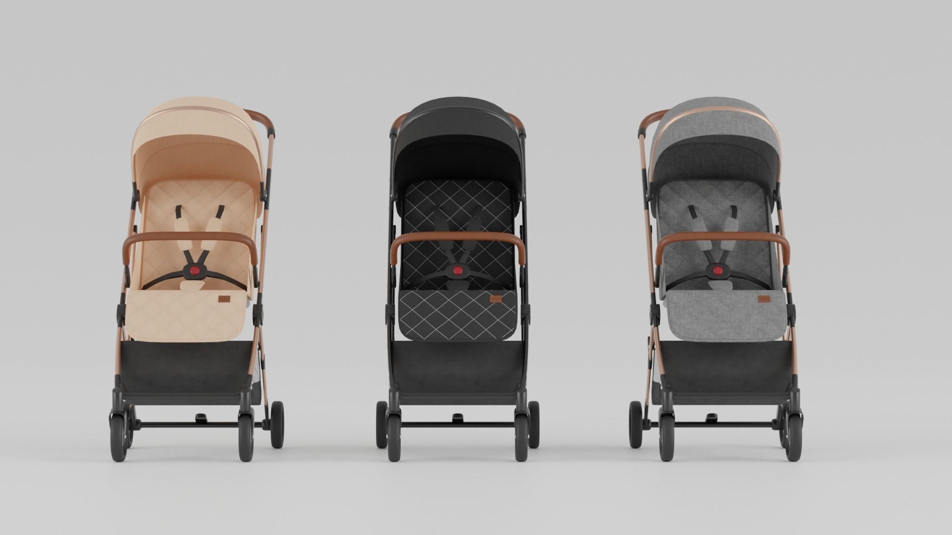 Baby Plus Coupe Stroller Collection for Babies 3 Colours S Low-poly 3D model_2