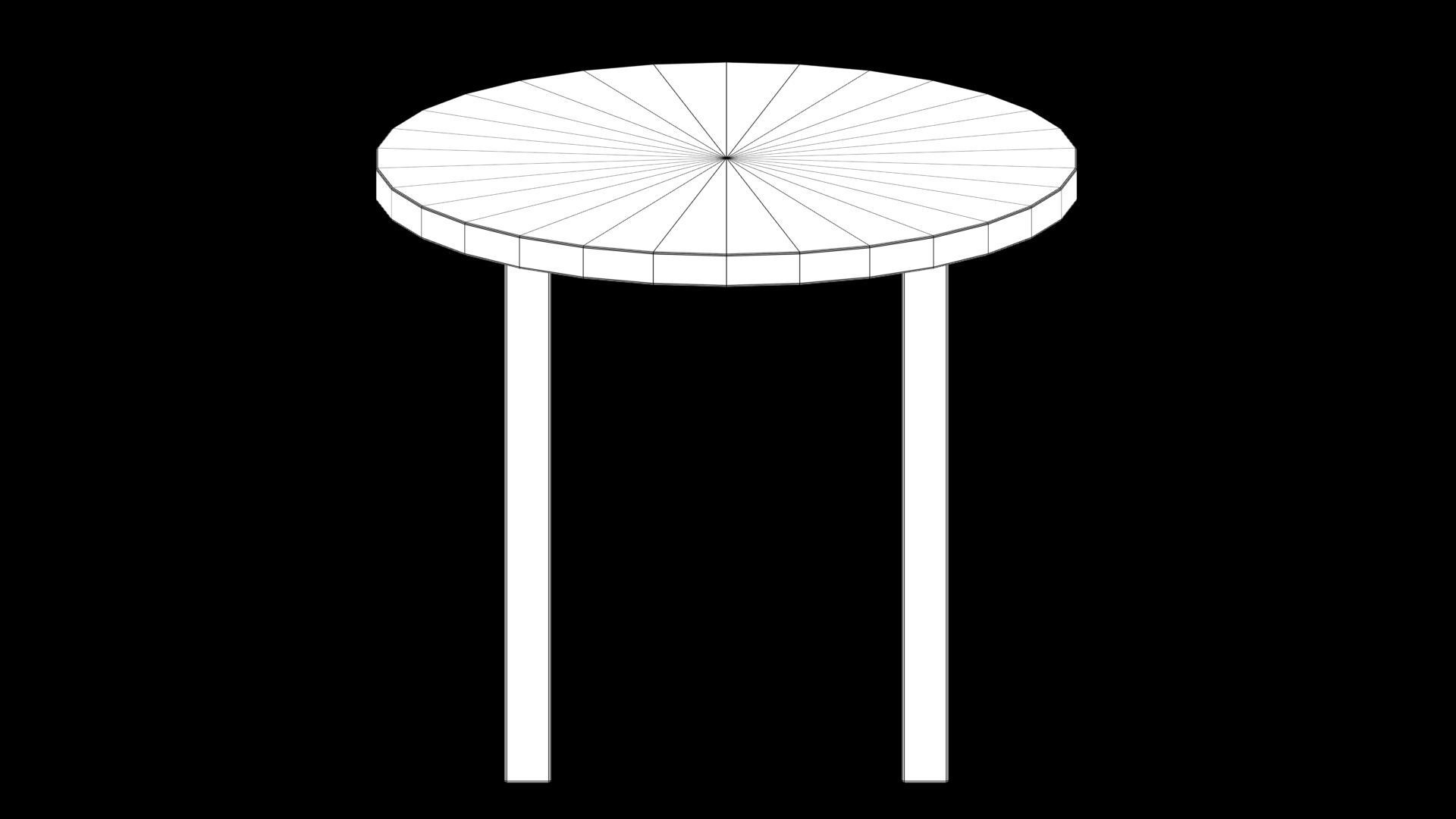 table round wooden with legs Low-poly 3D model_8