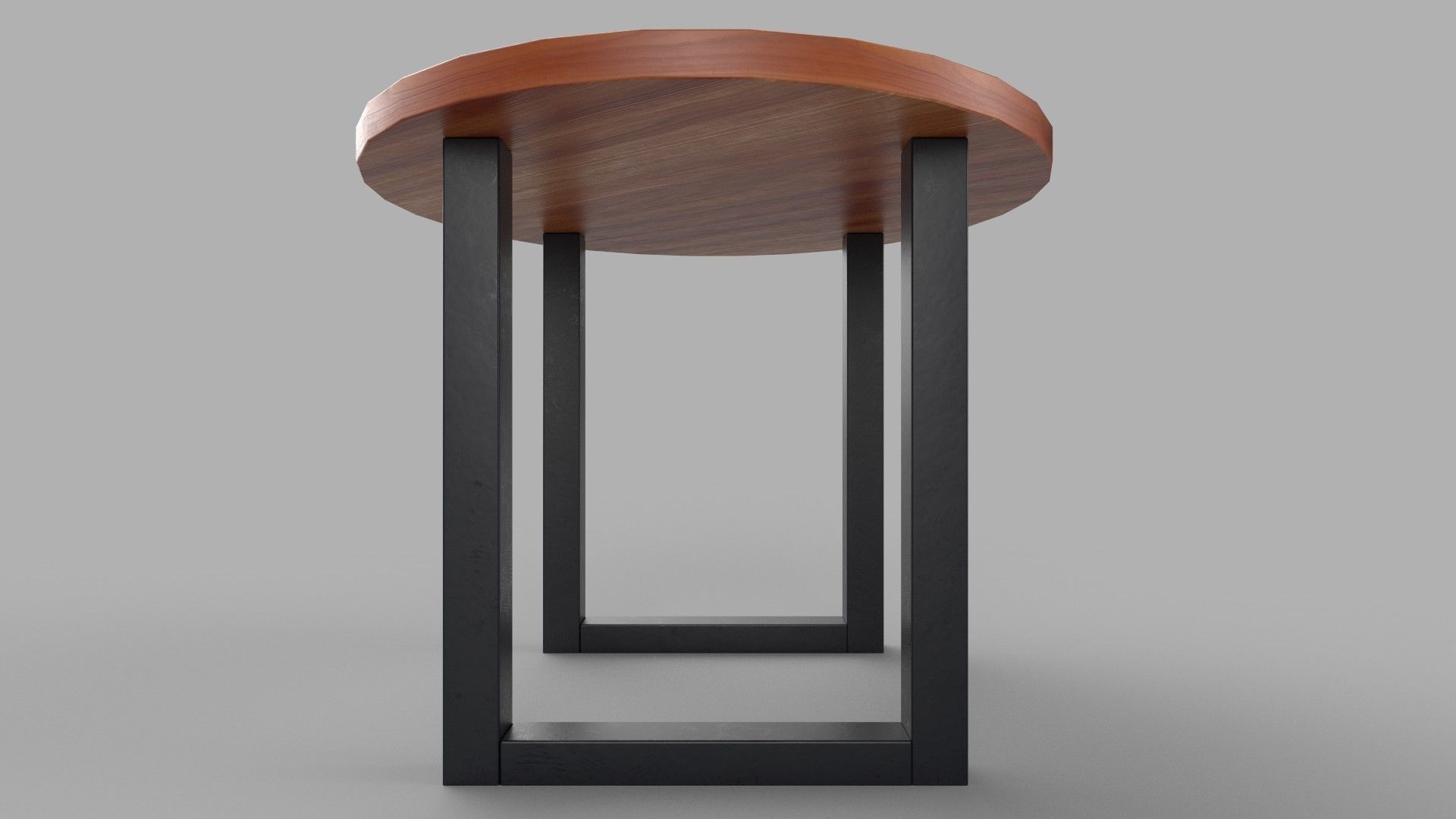 table round wooden with legs Low-poly 3D model_2