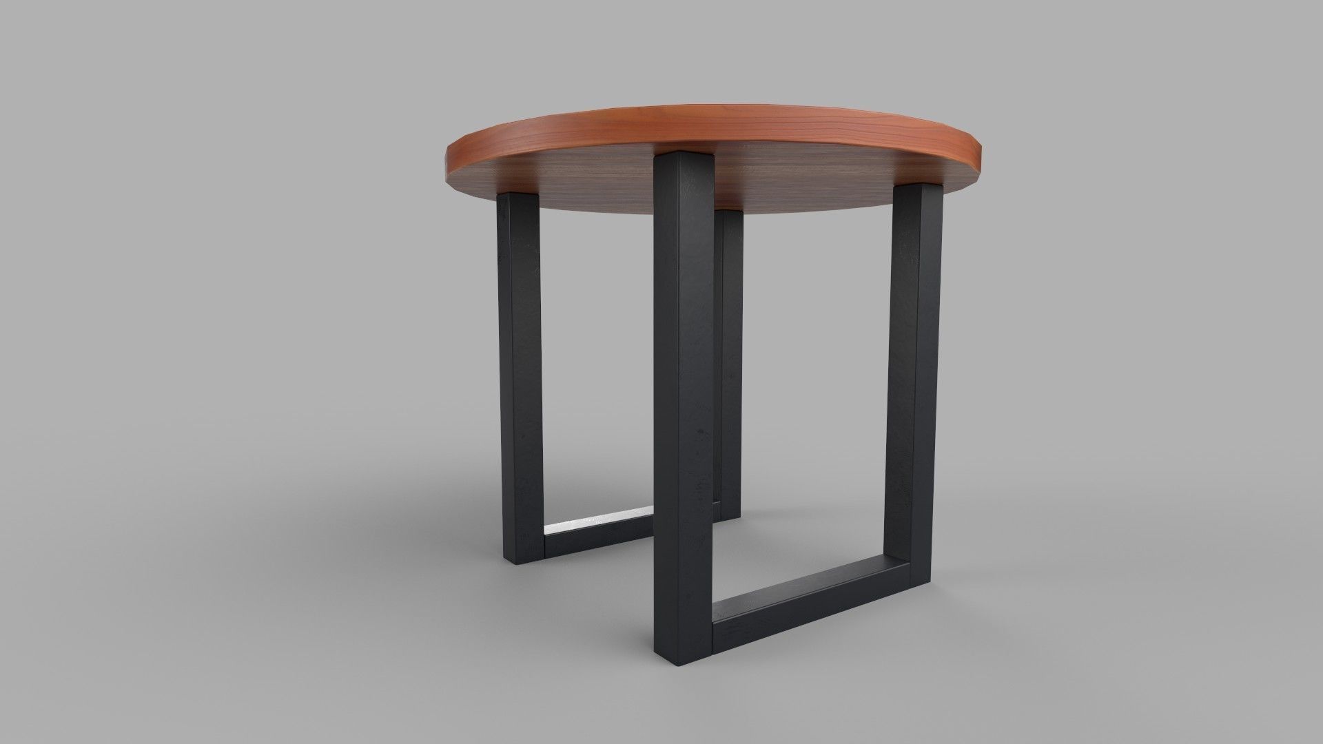 table round wooden with legs Low-poly 3D model_4