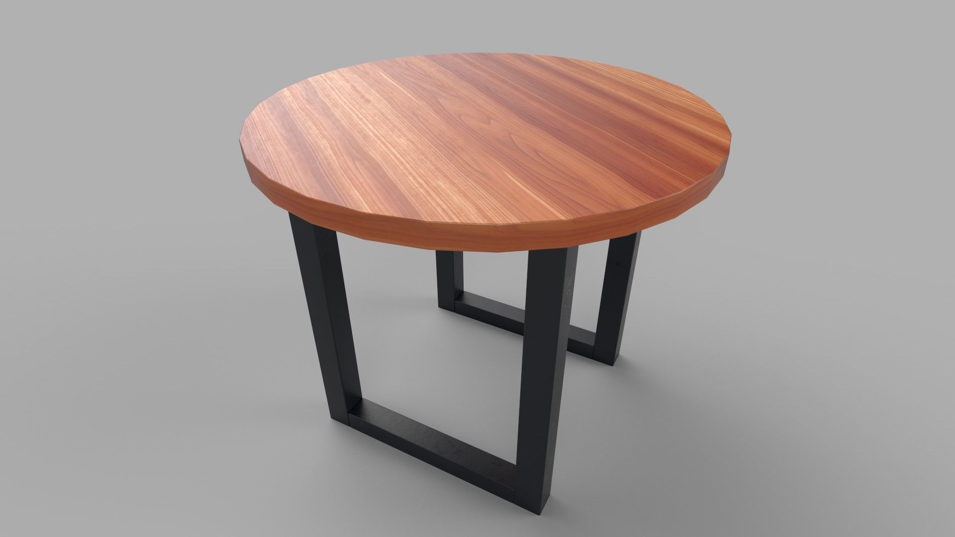 table round wooden with legs Low-poly 3D model_3