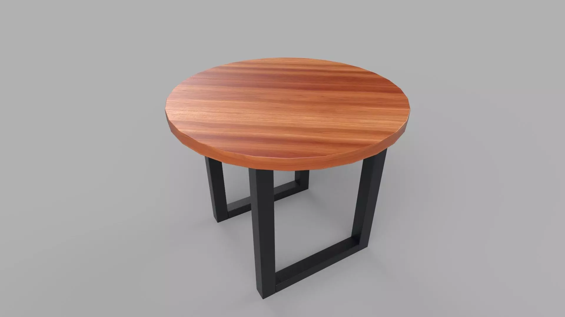 table round wooden with legs Low-poly 3D model_0