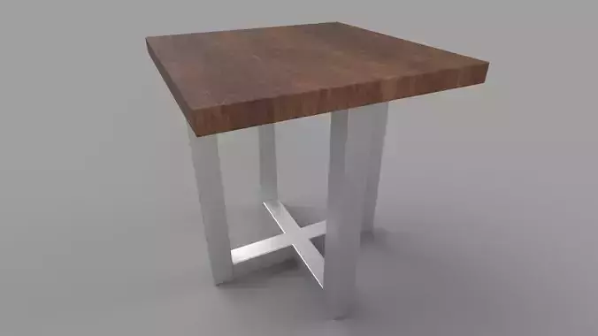 table with wooden top and metal legs