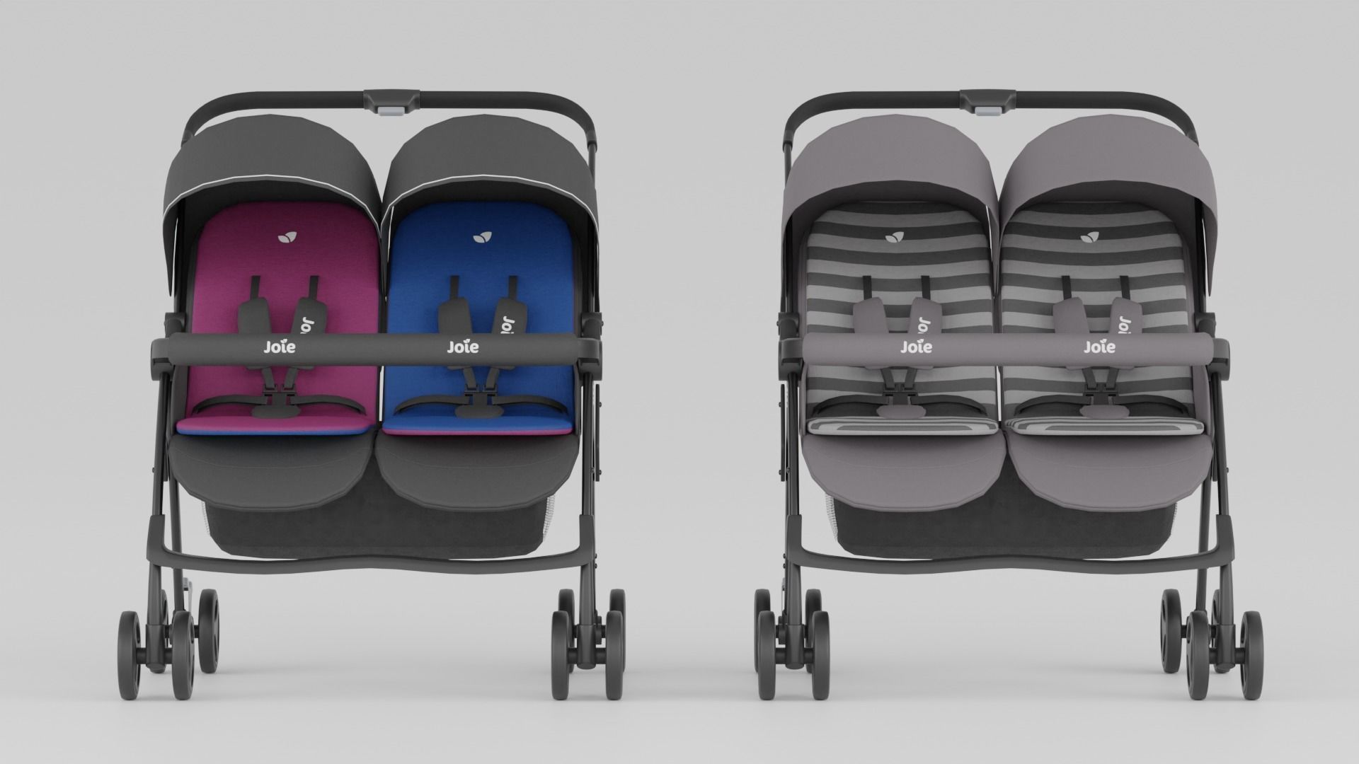 Joie Aire Twin Double Stroller for Babies Collection 2 Colours S Low-poly 3D model_2