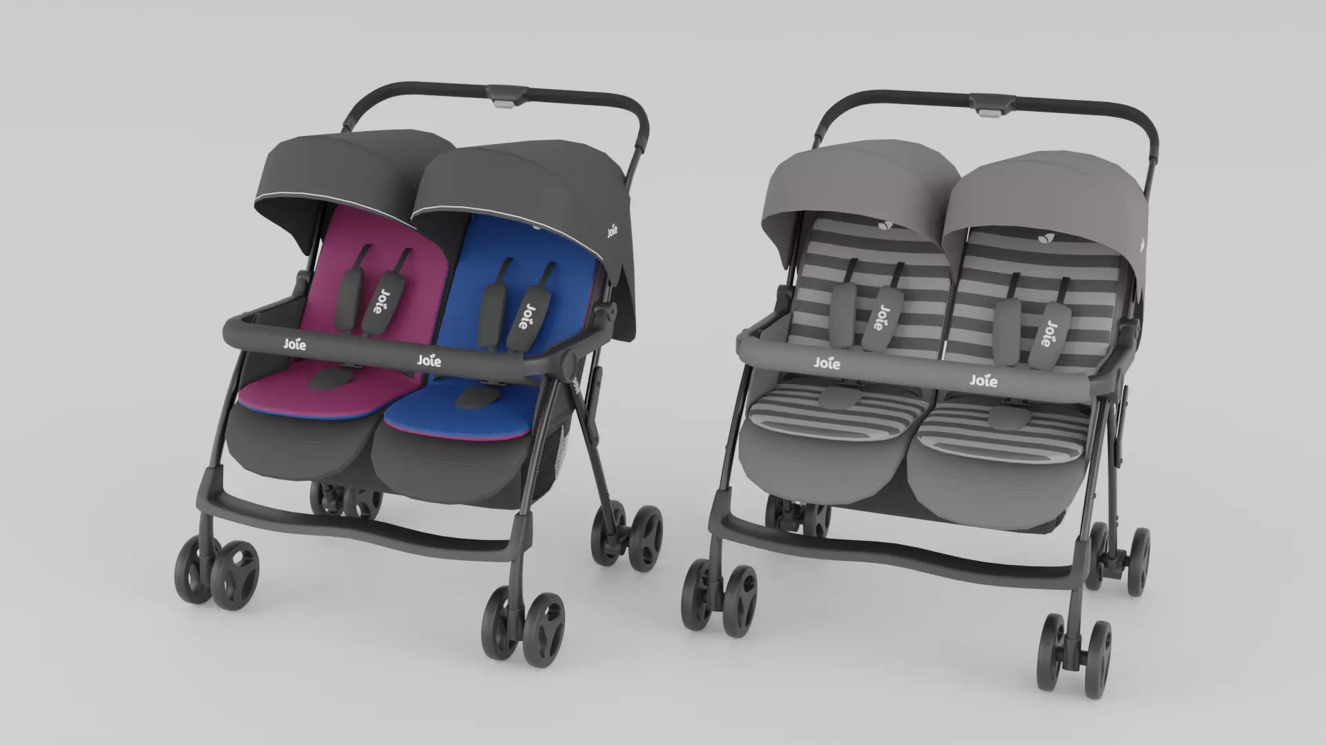 Joie Aire Twin Double Stroller for Babies Collection 2 Colours S Low-poly 3D model_0