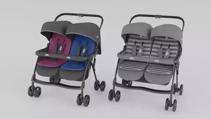 Joie Aire Twin Double Stroller for Babies Collection 2 Colours S Low-poly 3D model