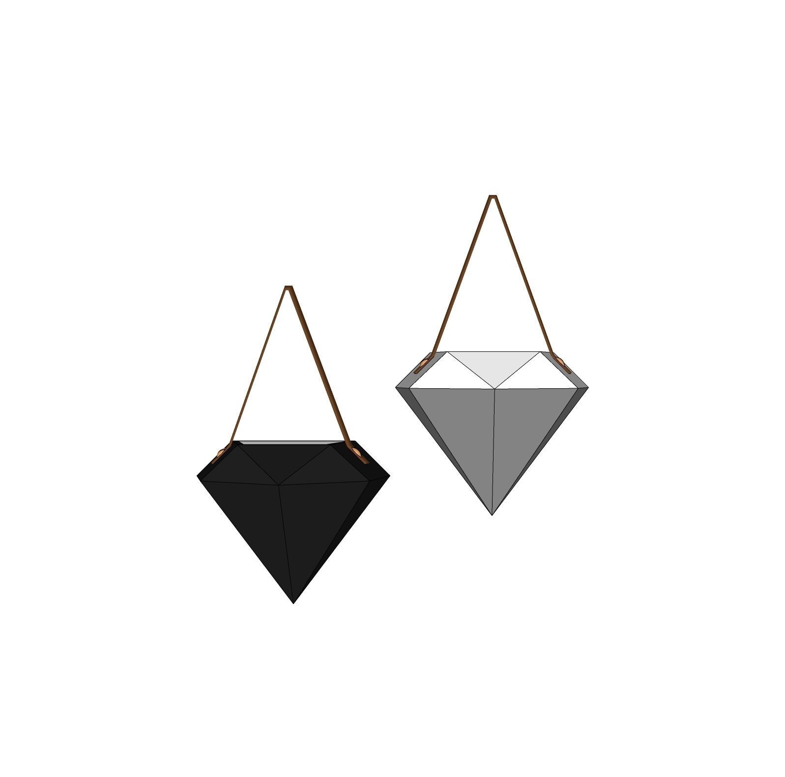 Geometric Ceramic Hanging Planters 3D model_2