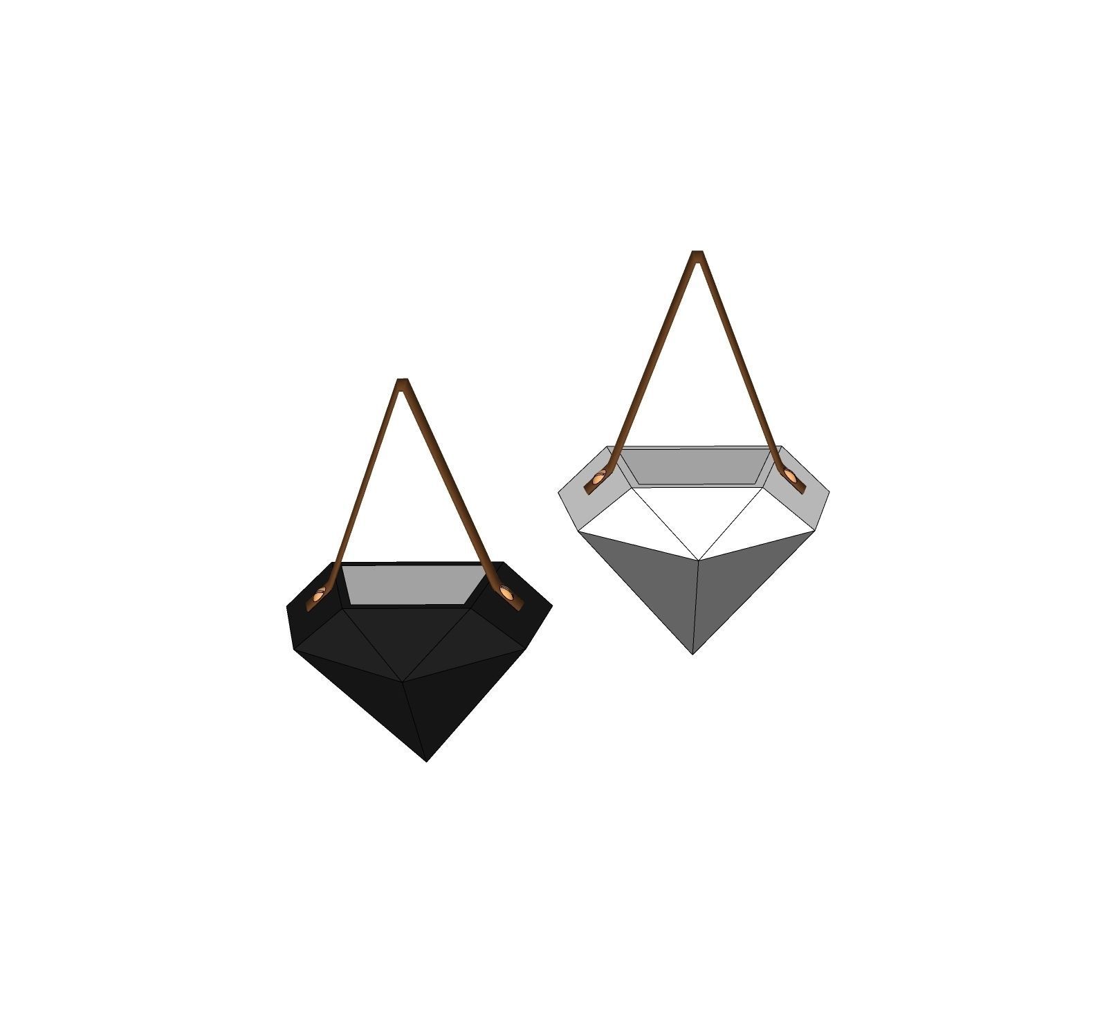 Geometric Ceramic Hanging Planters 3D model_1