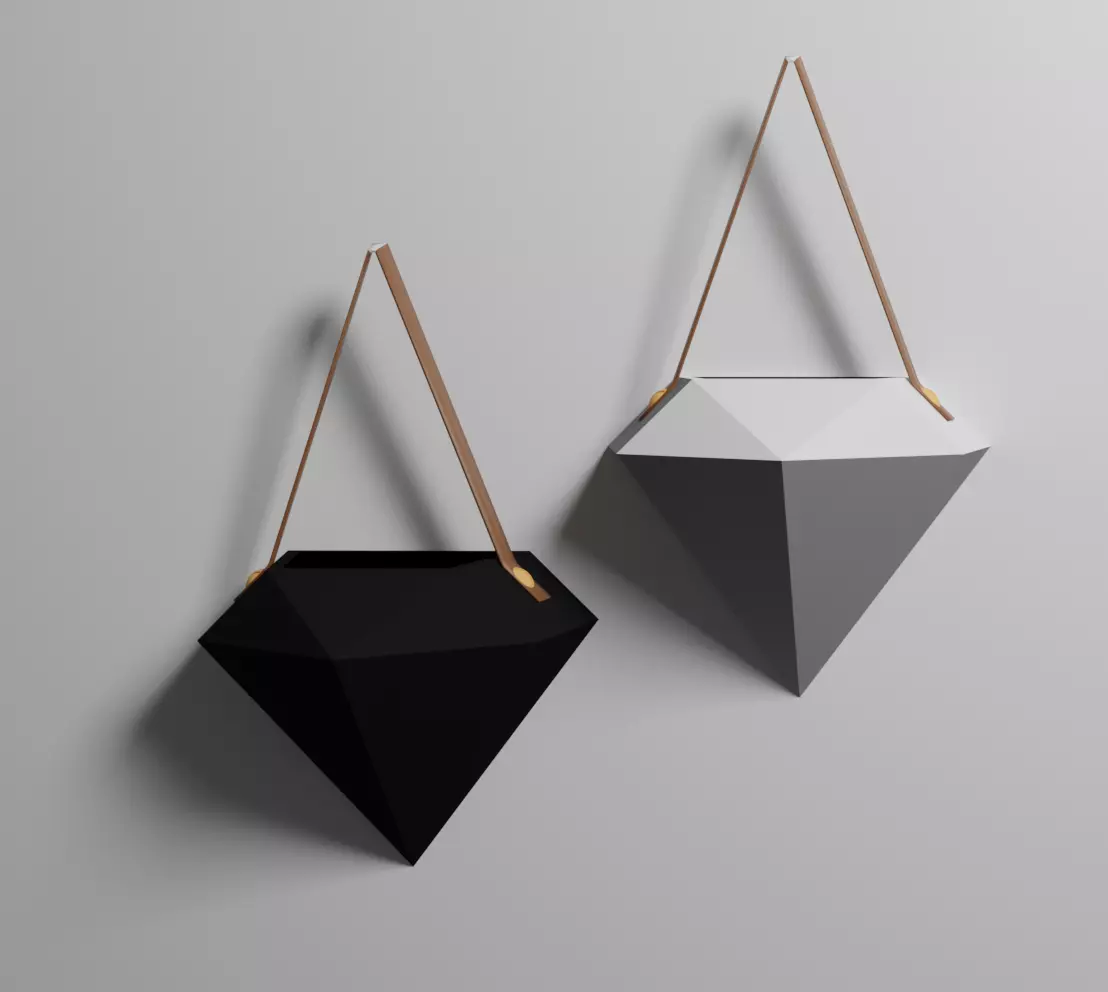 Geometric Ceramic Hanging Planters 3D model_0