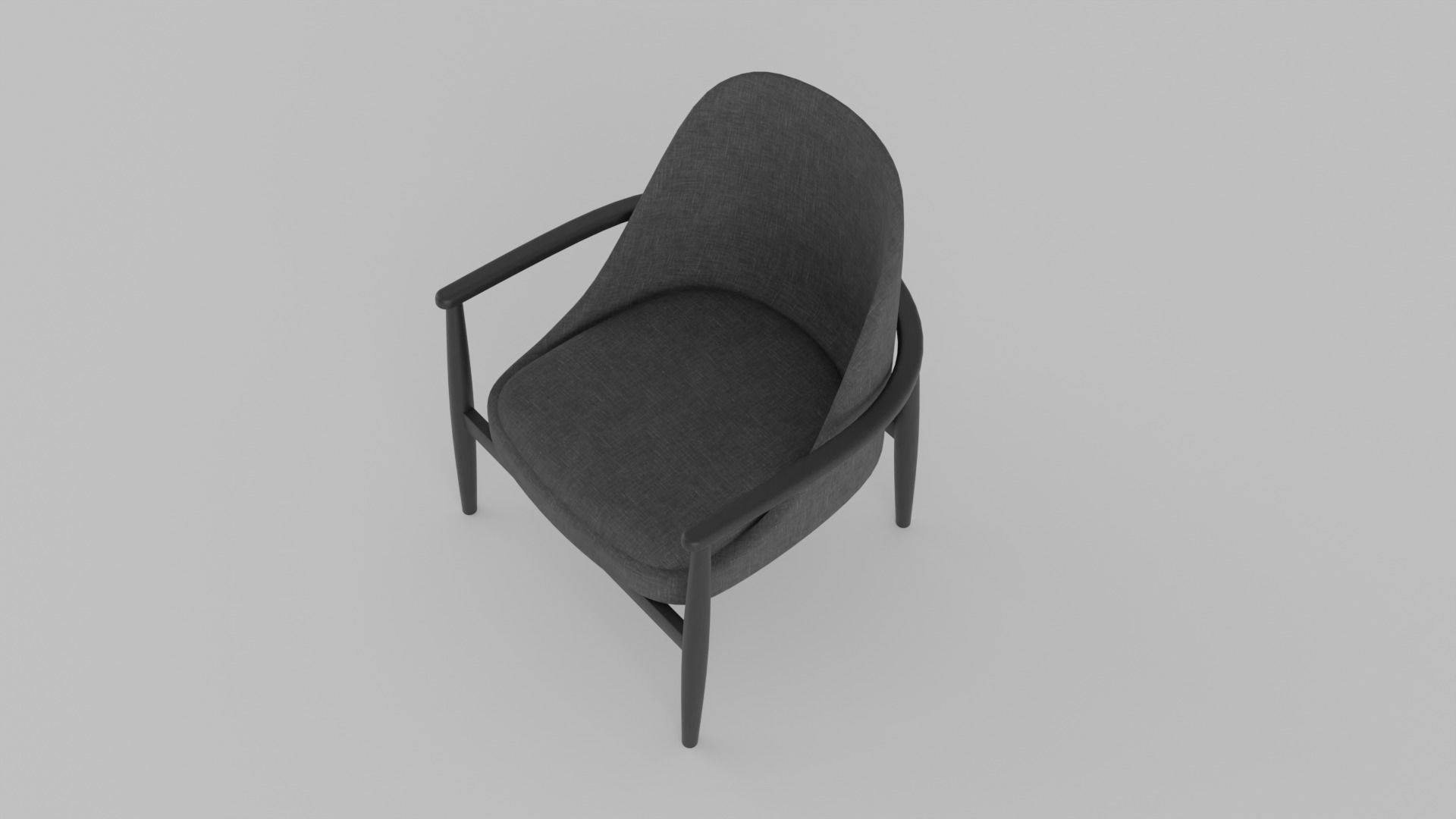 Armchair with Anthracite Grey Color Fabric S Low-poly 3D model_2