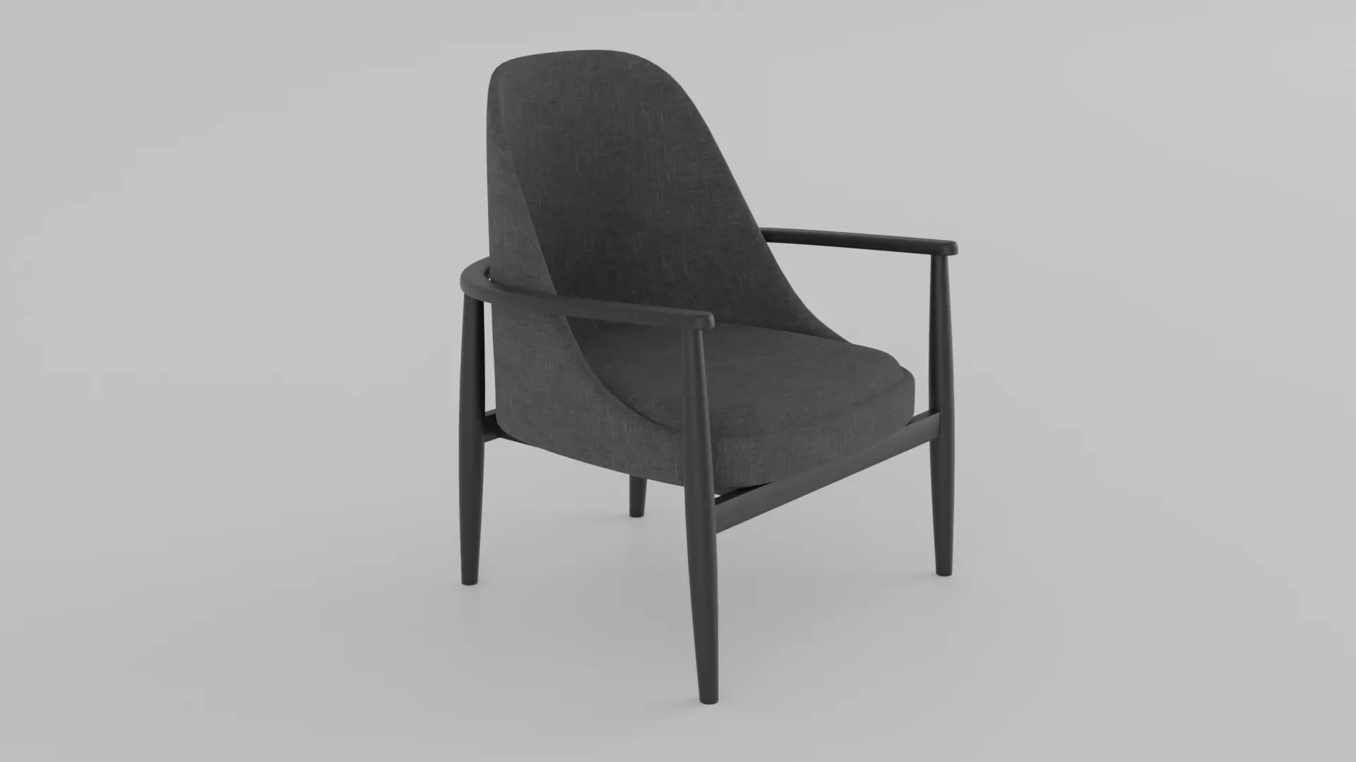 Armchair with Anthracite Grey Color Fabric S Low-poly 3D model_0