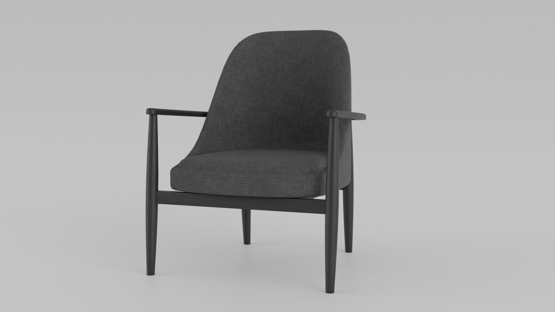Armchair with Anthracite Grey Color Fabric S Low-poly 3D model_1