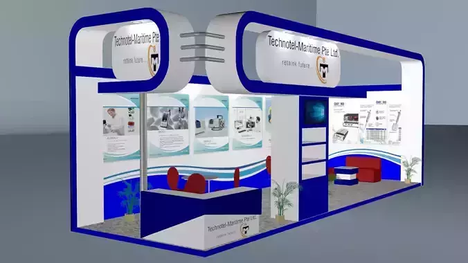 This is a 3d exhibition stall model