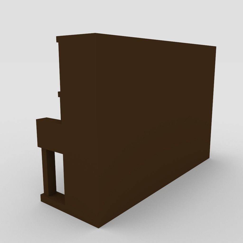 Voxel Piano with Bench 3D model_2