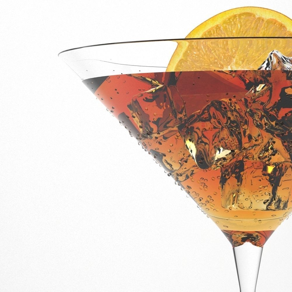 Cocktail martini in glass with orange slices 3D model_1