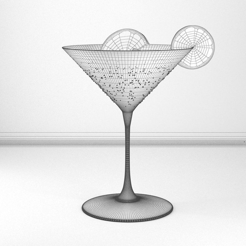 Cocktail martini in glass with orange slices 3D model_6