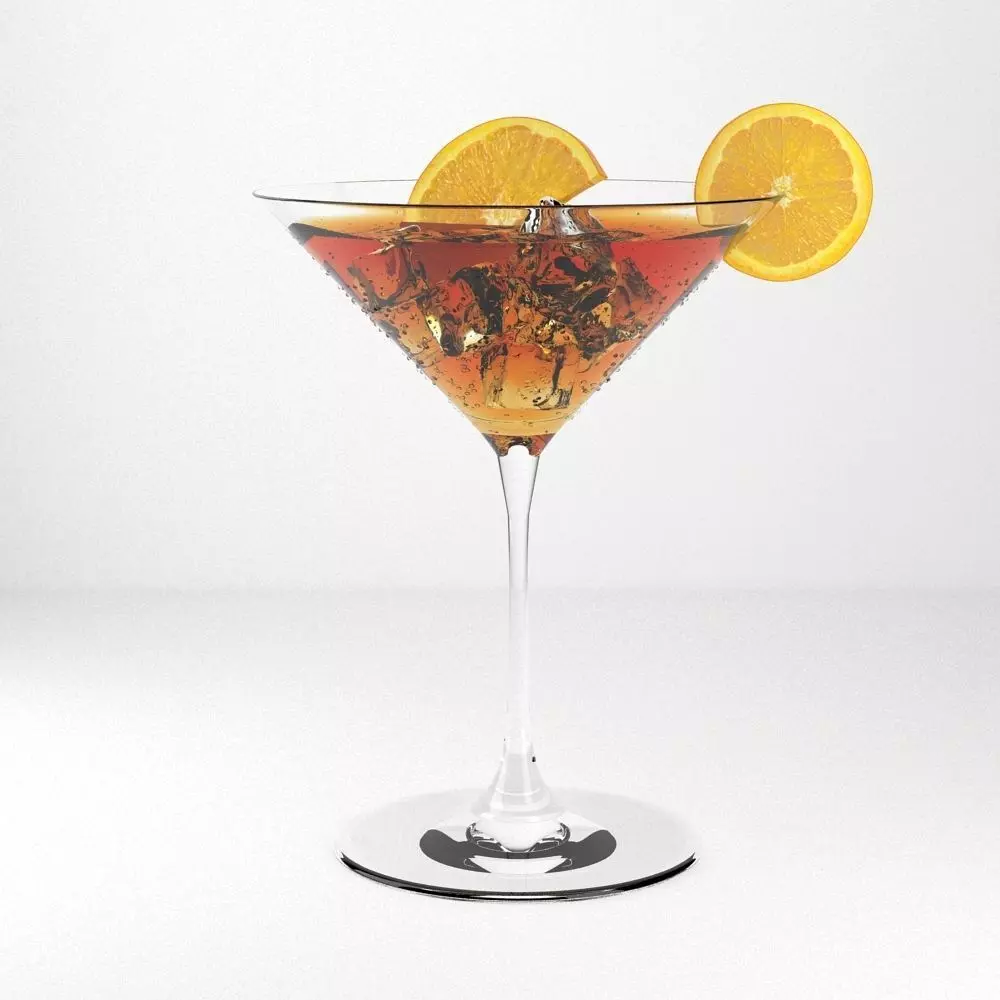Cocktail martini in glass with orange slices 3D model_0
