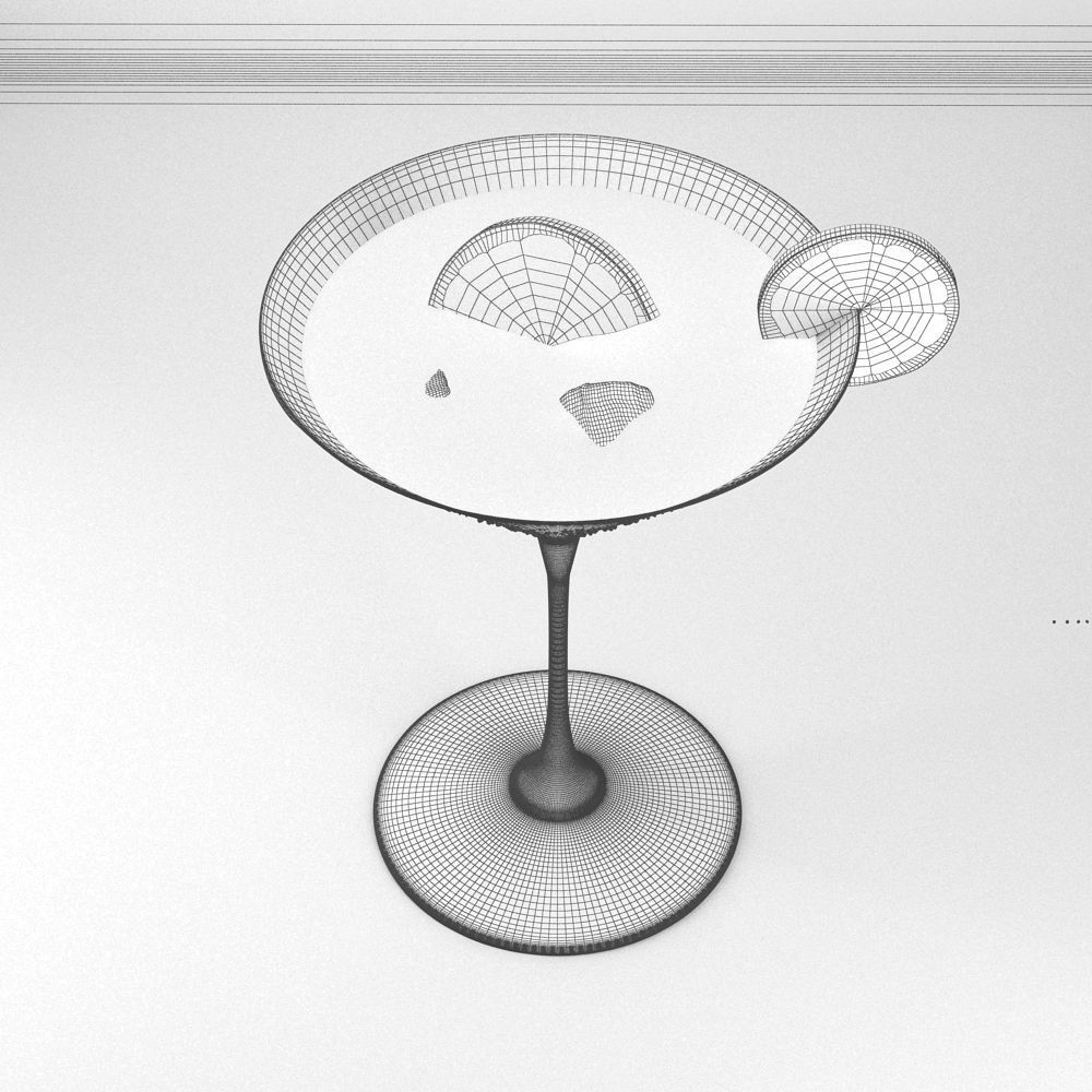 Cocktail martini in glass with orange slices 3D model_5